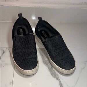 Michael Kors Black Logo Slip-On Sneakers with White Sole